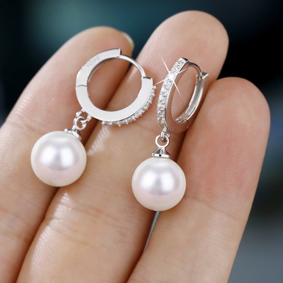 Sterling Silver Pearl Earrings For Women - Picture 4 of 7